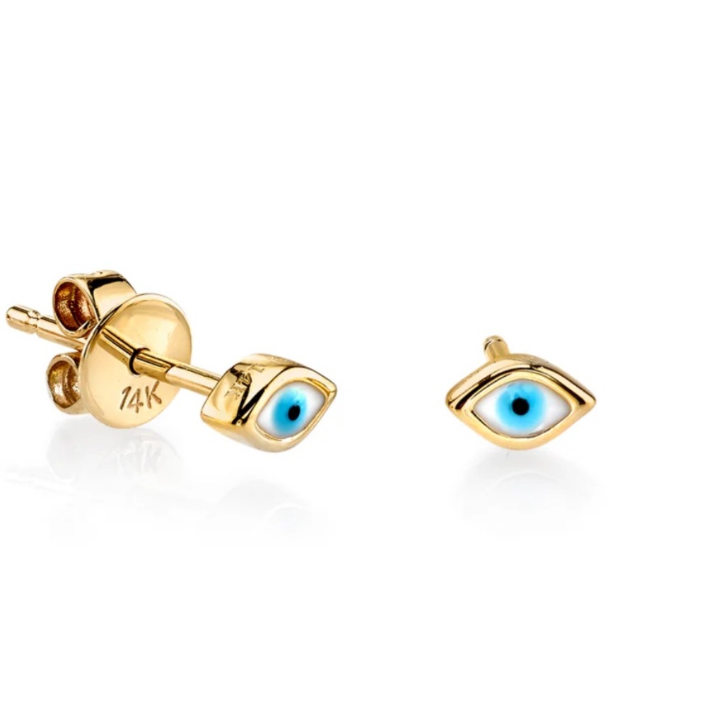 Sydney Evan - Gold Mini Enamel Eye Stud